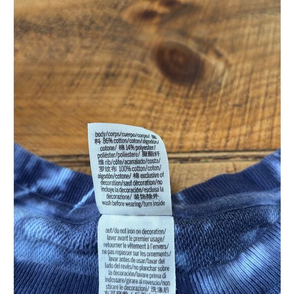 Womens Victoria's Secret PINK Blue White Cropped Style Long Sleeve Sweatshirt S - Picture 9 of 9